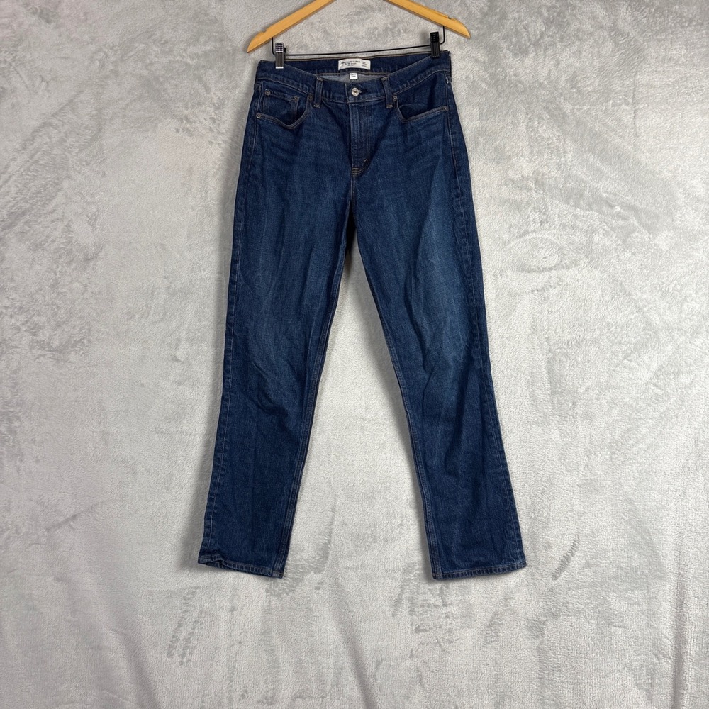 Abercrombie & Fitch Curve Love The 90s Straight Mid Rise Jeans Blue 27 Regular